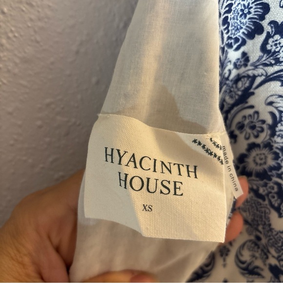 Hyacinth House Maxi Tuckernuck Navy Scroll Print Toula Linen Keyhole Dress XS - Picture 8 of 15